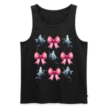 Coquettish Bow Ghost Ghost Spooky - Men's Premium Organic Tank Top - black - Front - AI Model Male 178 light (178cm)