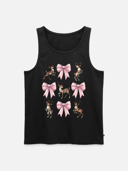 Coquette Bow Reindeer Christmas - Men's Premium Organic Tank Top - black