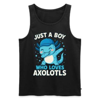 axolotl, Dabbind axolotl, Drôle d’anime Kawaii - Débardeur bio Premium Homme - noir - Devant - Michal (187cm)
