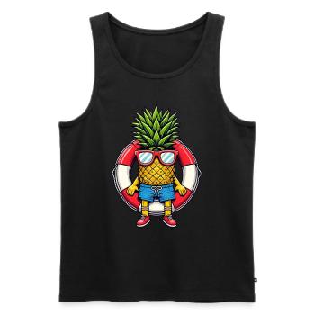 Ananas Abenteuer Strandurlaub Cooles Sommermotiv - Männer Premium Bio Tank Top - Schwarz - Vorne - Michal (187cm)