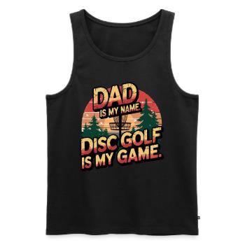 Papa est mon nom Le disc golf est mon jeu Design rétro - Débardeur bio Premium Homme - noir - Devant - Michal (187cm)