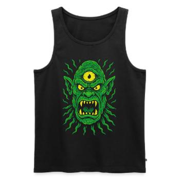 Dreiaugiger Neon-Ork Zyklop mit Monsterblick - Männer Premium Bio Tank Top - Schwarz - Vorne - AI Model Male 178 light (178cm)