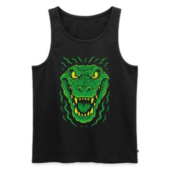 Tête de lézard en colère dans le style néon - Débardeur bio Premium Homme - noir - Devant - Michal (187cm)