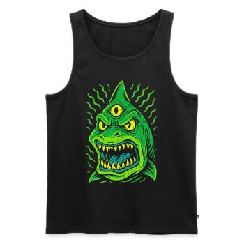 Three-eyed neon shark with fangs - Men's Premium Organic Tank Top - black - Front - AI Model Male 178 light (178cm)