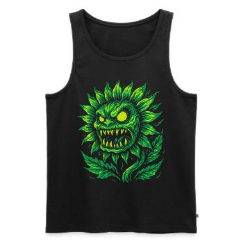 Tournesol démoniaque dans le style néon - Débardeur bio Premium Homme - noir - Devant - AI Model Male 178 light (178cm)