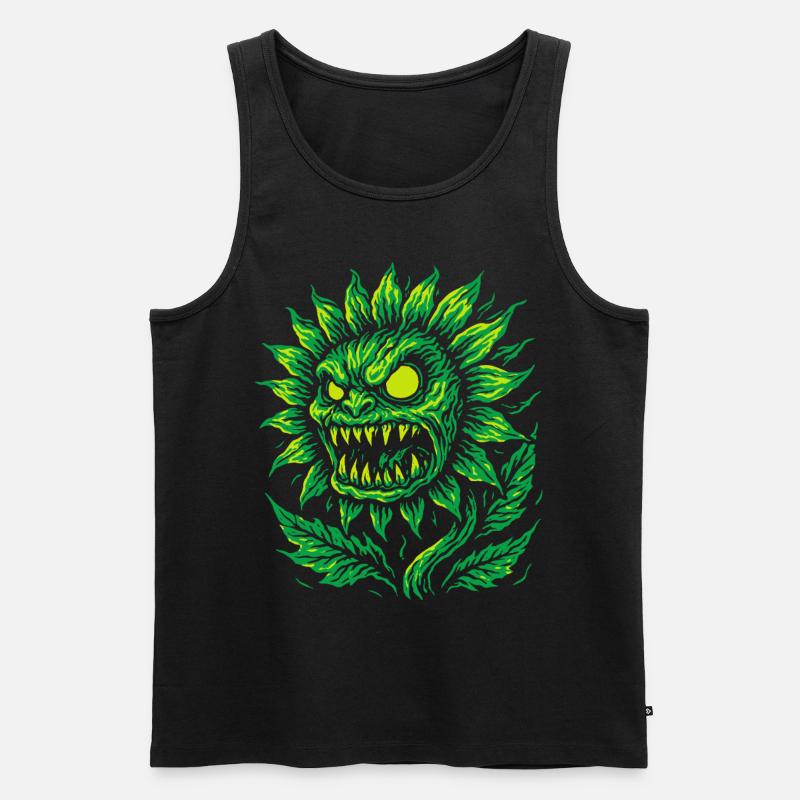 Dämonische Sonnenblume im Neonstil - Männer Premium Bio Tank Top - Schwarz