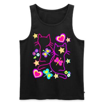 Cats Cat Retro Vintage 80s 90s Kids - Men's Premium Organic Tank Top - black - Front - Michal (187cm)