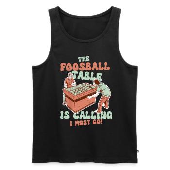 La table de baby-foot Tischfußball Tischkicker vous appelle - Débardeur bio Premium Homme - noir - Devant - AI Model Male 178 light (178cm)