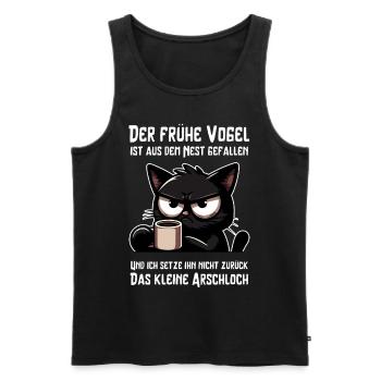 Kaffee, Genervtheit, Katze – Mehr Sarkasmus bitte - Männer Premium Bio Tank Top - Schwarz - Vorne - Michal (187cm)