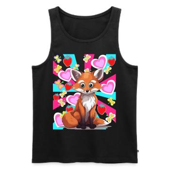 Rétro été renard habitant de la forêt fraises des années 80 - Débardeur bio Premium Homme - noir - Devant - Michal (187cm)