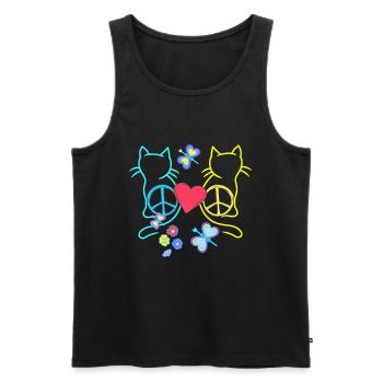 Chats Hippie Rétro Chat Paix Vintage Hippies - Débardeur bio Premium Homme - noir - Devant - Michal (187cm)