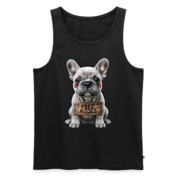 Mignon bouledogue français baisers gratuits - Débardeur bio Premium Homme - noir - Devant - Michal (187cm)
