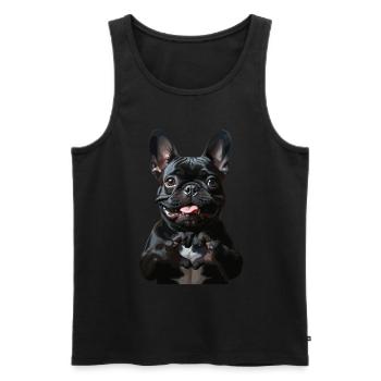 Look mignon de bouledogue français - Débardeur bio Premium Homme - noir - Devant - Michal (187cm)