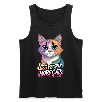 Moins de personnes Plus de chats Motif de chat coloré - Débardeur bio Premium Homme - noir - Devant - AI Model Male 178 light (178cm)