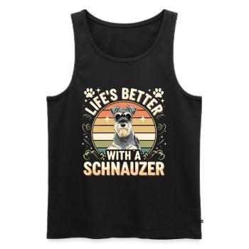 La vie est meilleure avec un Schnauzer rétro - Débardeur bio Premium Homme - noir - Devant - Michal (187cm)