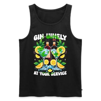 Bartender Barman Gin-uniely At Your Service - Men's Premium Organic Tank Top - black - Front - AI Model Male 178 light (178cm)