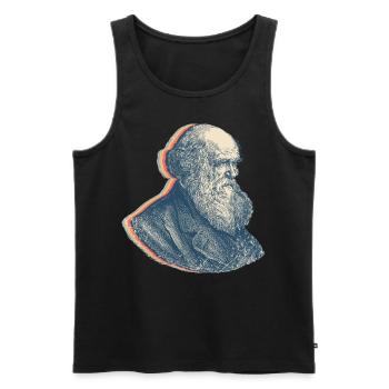 Charles Darwin Theory of Evolution Retro Line Art - Men's Premium Organic Tank Top - black - Front - AI Model Male 178 light (178cm)