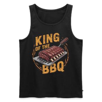 King of the BBQ - Grillmeister - Männer Premium Bio Tank Top - Schwarz - Vorne - Michal (187cm)
