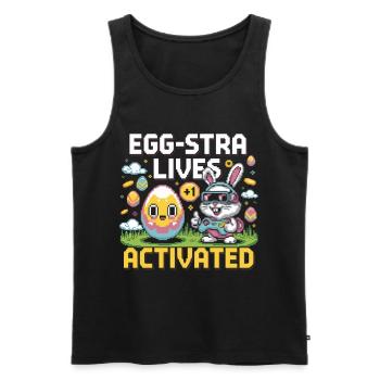 Egg-stra Lives – Retro Osterhase - Männer Premium Bio Tank Top - Schwarz - Vorne - Michal (187cm)