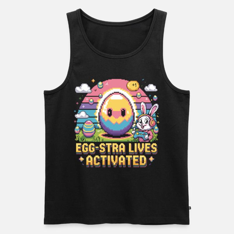 Ostern Gamer Hase Pixel Style - Männer Premium Bio Tank Top - Schwarz