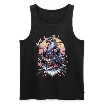 Majestueux aigle samouraï avec fleurs de cerisier et - Débardeur bio Premium Homme - noir - Devant - Michal (187cm)
