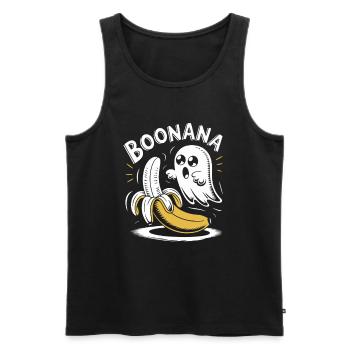 Boonana Funny Ghost avec banane - Débardeur bio Premium Homme - noir - Devant - Michal (187cm)
