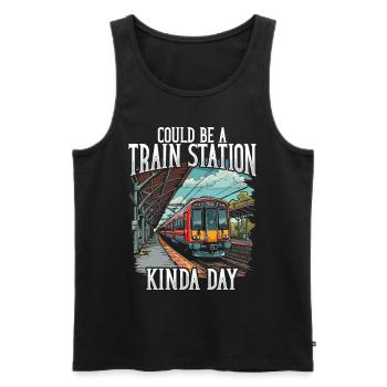 Zugfahrer Lokführer Zugliebhaber Bahnhof - Männer Premium Bio Tank Top - Schwarz - Vorne - AI Model Male 178 light (178cm)