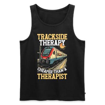 train driver train lover station - Men's Premium Organic Tank Top - black - Front - AI Model Male 178 light (178cm)