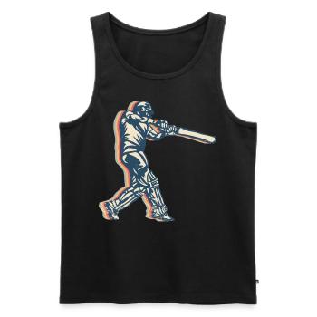 Cricket Player Team Retro Line Art - Men's Premium Organic Tank Top - black - Front - AI Model Male 178 light (178cm)