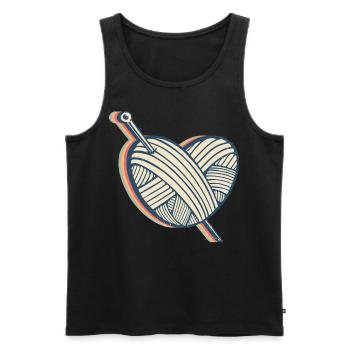 Crochet Crochet Crochet Crochet Knitting Heart - Men's Premium Organic Tank Top - black - Front - AI Model Male 178 light (178cm)