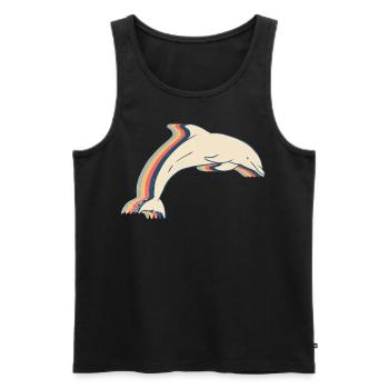 Delphin Ozean Tier Retro Line Art - Männer Premium Bio Tank Top - Schwarz - Vorne - AI Model Male 178 light (178cm)