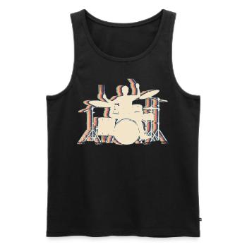 Drummer Drum Retro Line Art - Men's Premium Organic Tank Top - black - Front - AI Model Male 178 light (178cm)