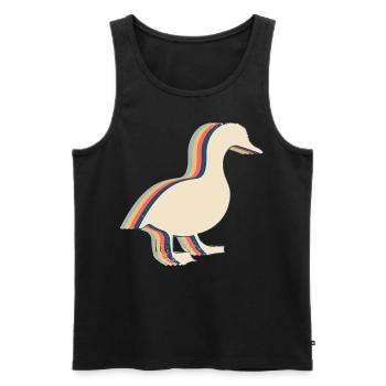 Canard Oie Rétro Line Art - Débardeur bio Premium Homme - noir - Devant - AI Model Male 178 light (178cm)