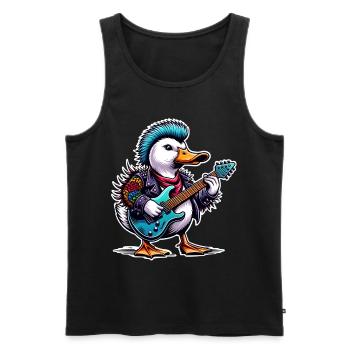 Ente Rock and Roll Gitarrist - Männer Premium Bio Tank Top - Schwarz - Vorne - Michal (187cm)
