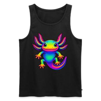 Axolotl, Colorful Axolotl - Men's Premium Organic Tank Top - black - Front - Michal (187cm)