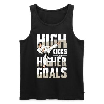 Hohe Kicks Und Höhere Ziele Karate Motivation - Männer Premium Bio Tank Top - Schwarz - Vorne - Michal (187cm)