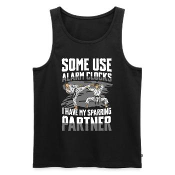 Manche Nutzen Wecker Ich Habe Meinen - Männer Premium Bio Tank Top - Schwarz - Vorne - AI Model Male 178 light (178cm)
