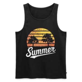 Sonnenuntergang Wald Sommer - Männer Premium Bio Tank Top - Schwarz - Vorne - Michal (187cm)