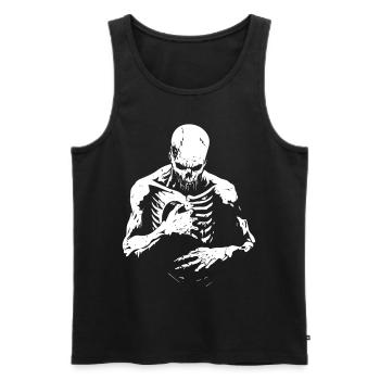 Zerfallender Zombie greift in Brustkorb - Männer Premium Bio Tank Top - Schwarz - Vorne - Michal (187cm)