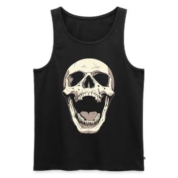 Schreiender Totenkopf mit Zunge – Dark Art - Männer Premium Bio Tank Top - Schwarz - Vorne - AI Model Male 178 light (178cm)
