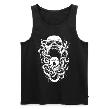 Tentacle Nightmare with Demon and Baby - Men's Premium Organic Tank Top - black - Front - AI Model Male 178 light (178cm)
