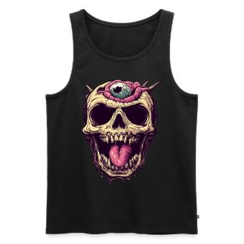 Ekelhafter Zombie Schädel mit Auge und Zunge - Männer Premium Bio Tank Top - Schwarz - Vorne - AI Model Male 178 light (178cm)