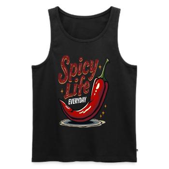 Spicy Life – Chili Vibes für jeden Tag - Männer Premium Bio Tank Top - Schwarz - Vorne - AI Model Male 178 light (178cm)
