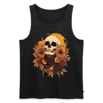 Autumnal skull with flowers - Men's Premium Organic Tank Top - black - Front - Michal (187cm)