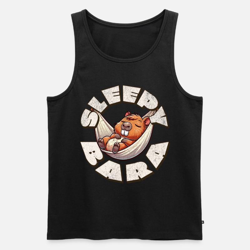 Capybara Sleepybara - Männer Premium Bio Tank Top - Schwarz