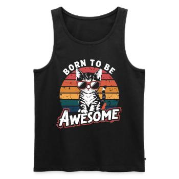 Coole Katze – Born to be Awesome - Men's Premium Organic Tank Top - black - Front - Michal (187cm)