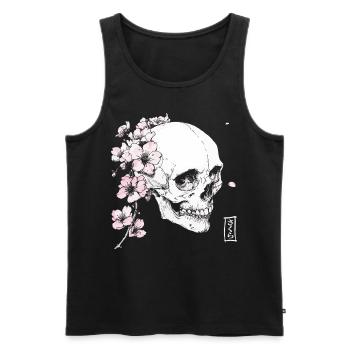 Crâne de cerisier en fleur de cerisier de style japonais - Débardeur bio Premium Homme - noir - Devant - AI Model Male 178 light (178cm)