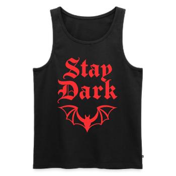 Gothic Bat – Stay Dark Statement - Men's Premium Organic Tank Top - black - Front - AI Model Male 178 light (178cm)