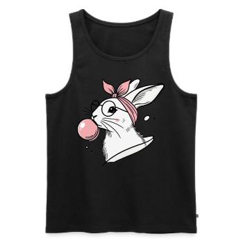 Ostern Hase Mit Kaugummiblase Im Retro Vintage - Männer Premium Bio Tank Top - Schwarz - Vorne - Michal (187cm)