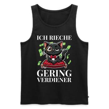 Ich rieche Geringverdiener Meme – Luxus Katze - Männer Premium Bio Tank Top - Schwarz - Vorne - Michal (187cm)
